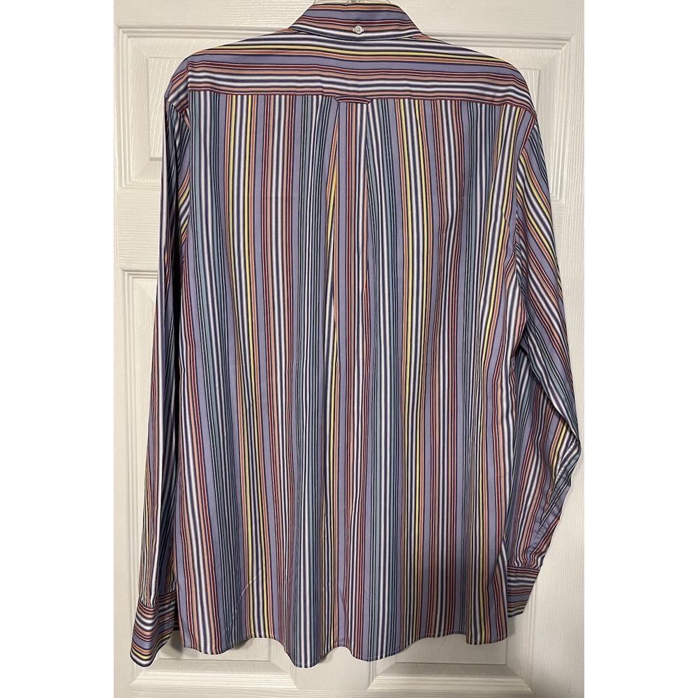 Faconnable Button Down Dress Shirt Mens XL Multicolor Vibrant Striped 100%Cotton - Picture 5 of 6